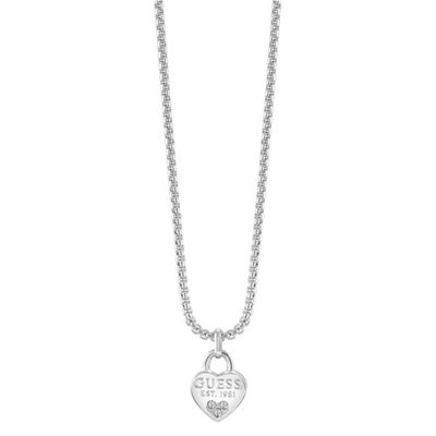 Rhodium plated padlock necklace ubn82094